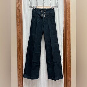 Arben B High Waisted Denim flare Jeans Dark Blue Wide Leg Size 6